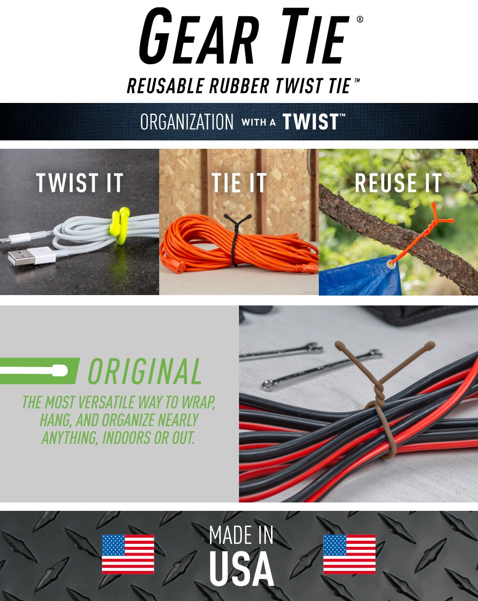 Nite Ize Gear Tie 6” – Fascette Riusabili In Gomma, Neon Giallo (Confezione Da 2) – Perfette Per Organizzare Cavi E Fili
